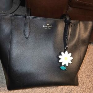 Kate Spade Black Large Tote with Floral Charm